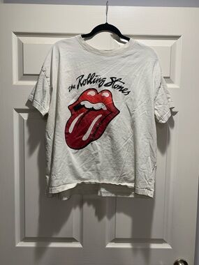 H&M White Tee with Red Tongue Patch